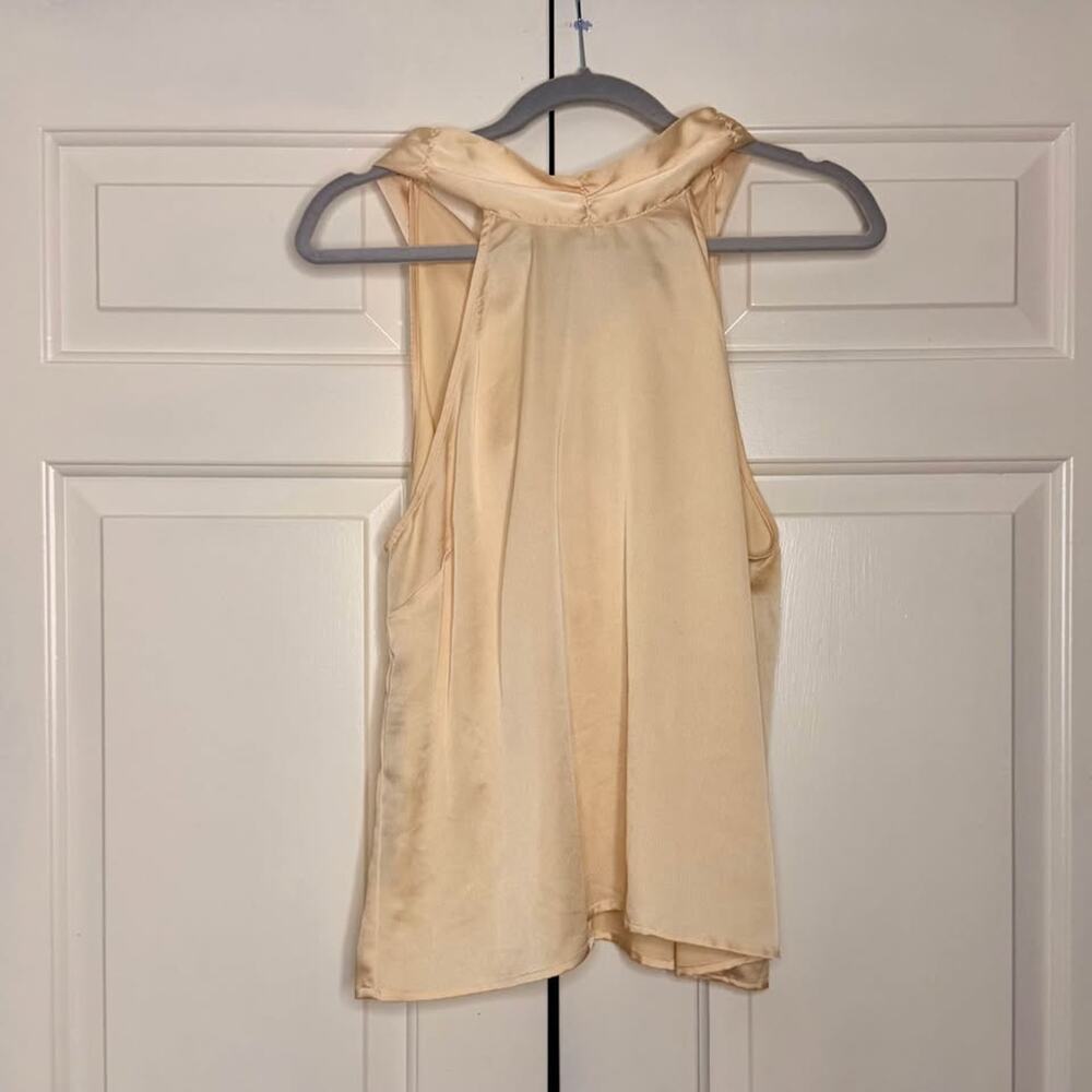 Forever 21 Champagne Satin Tie Neck Top – Size XL